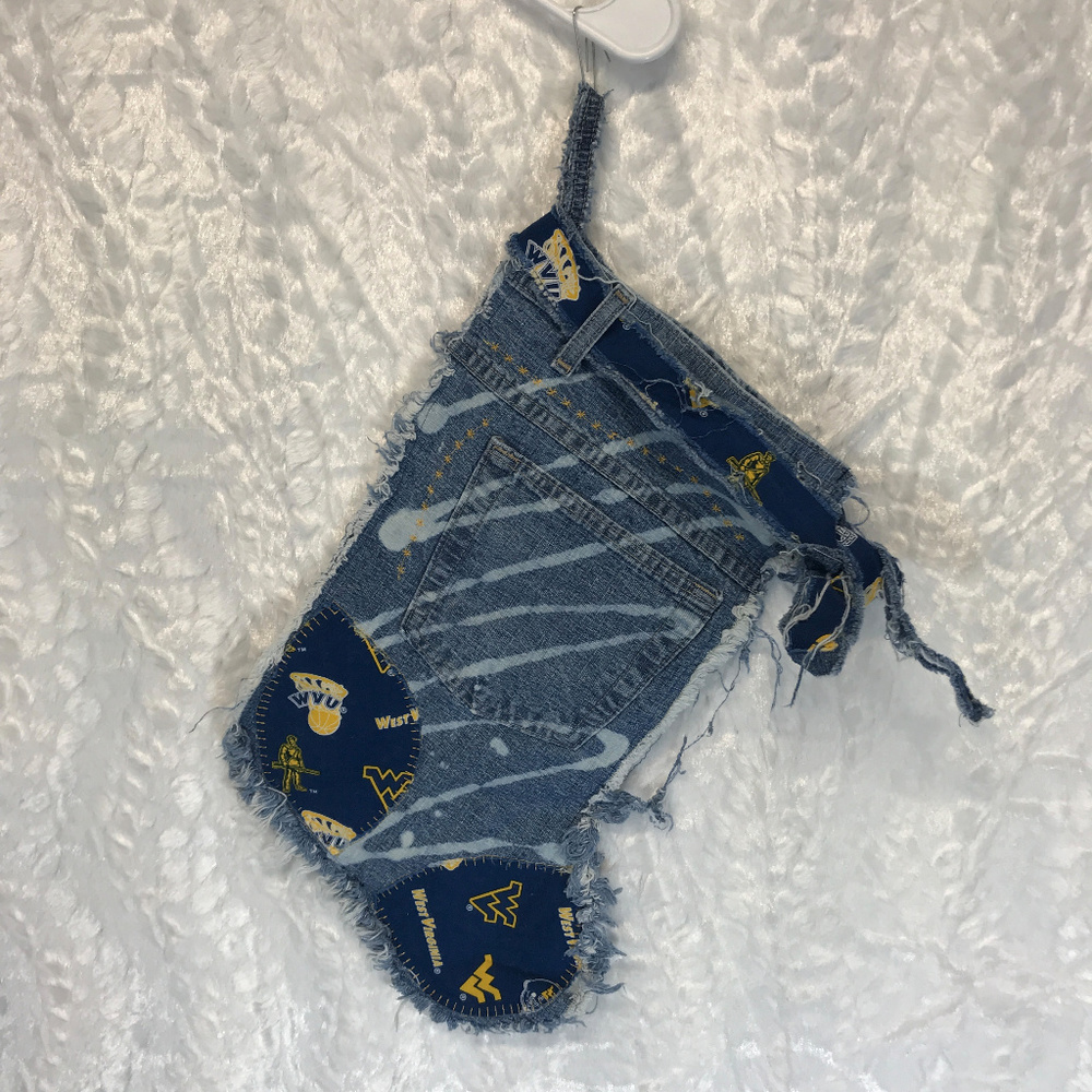 Holiday Stocking Hand Made Denim Distressed WVU